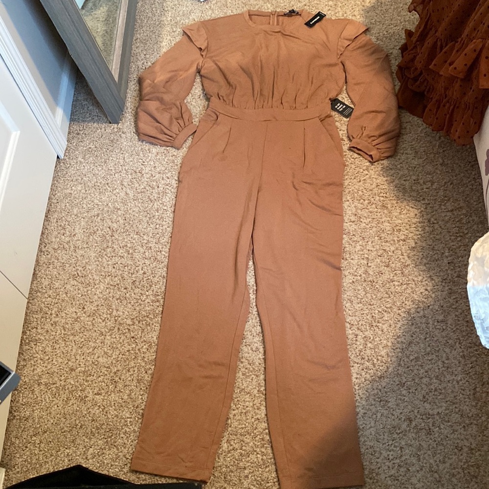 Express cozy cap shoulder lounge jumpsuit